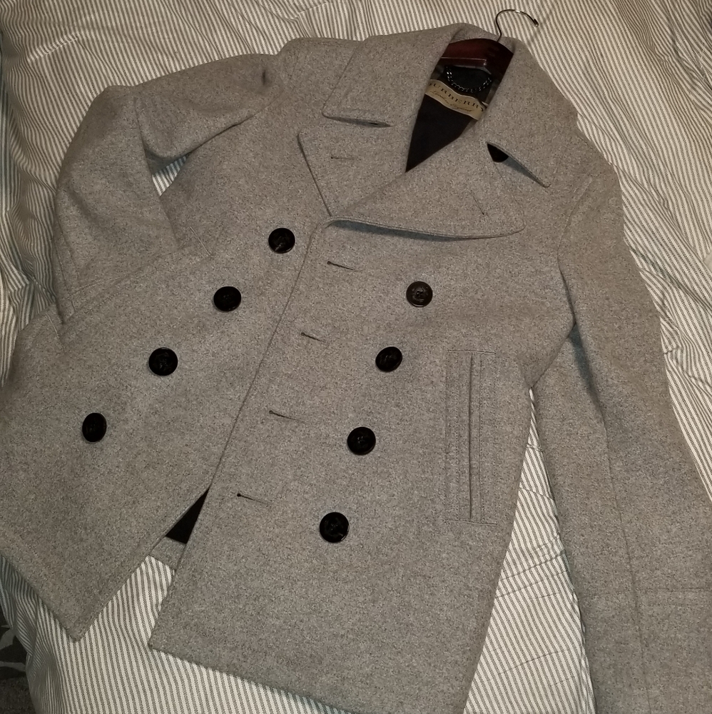 Burberry Pea Coat Pale Grey Melange